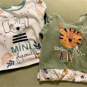 2 Petit Béguin Velours Footie Pajamas NWOT